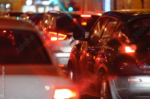 Night traffic jam in the city, all stop © Ilya