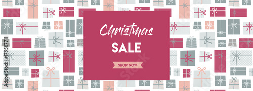 christmas sale banner. christmas present background. vector illustration