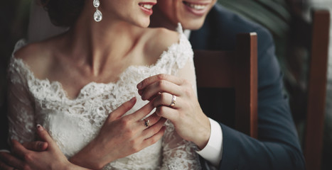 happy wedding, bride and groom together