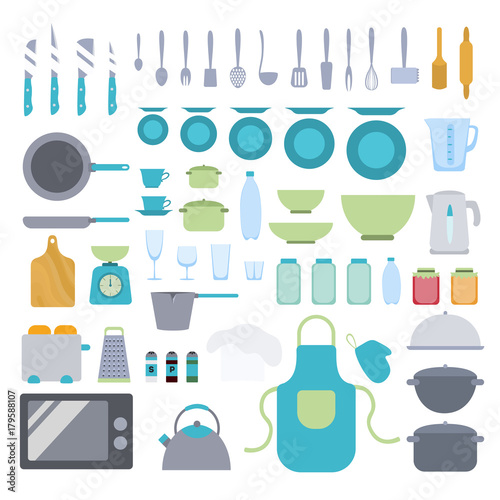 Kitchen utensils set.