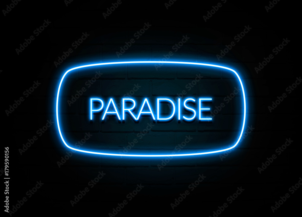 Paradise - colorful Neon Sign on brickwall Paradise - colorful Neon Sign on brickwall