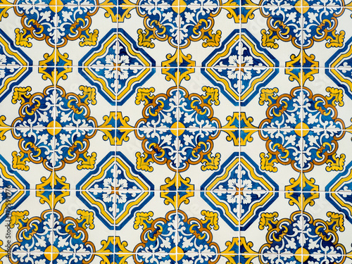 Typical traditional ceramic tiles "azulejos" from the Algarve