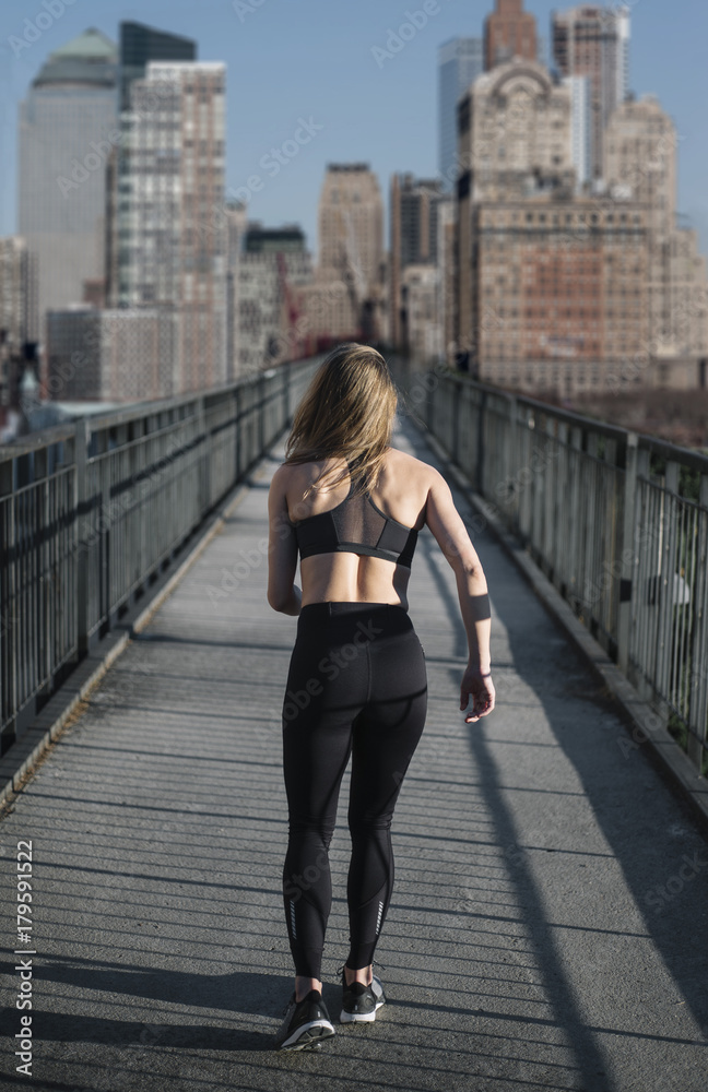 running woman in the city