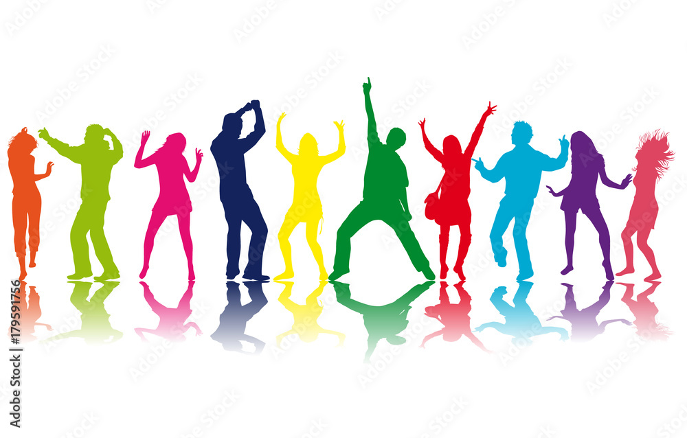 Dancing people silhouettes. Vector work.