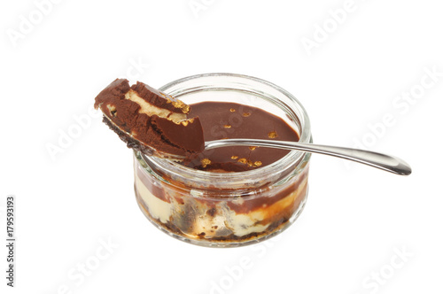 Chocolate cheesecake in a jar