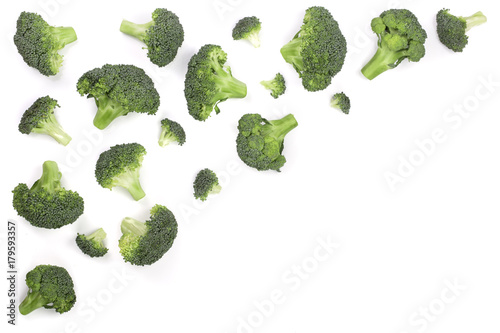 fresh broccoli isolated on white backgroundwith copy space for your text. Top view. Flat lay pattern