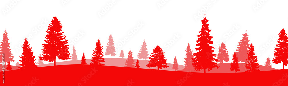 Obraz premium Red pine tree background, Christmas tree landscape