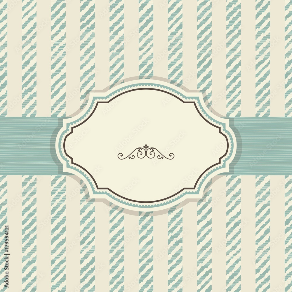 Vintage frame on damask background. Design elements: labels, borders