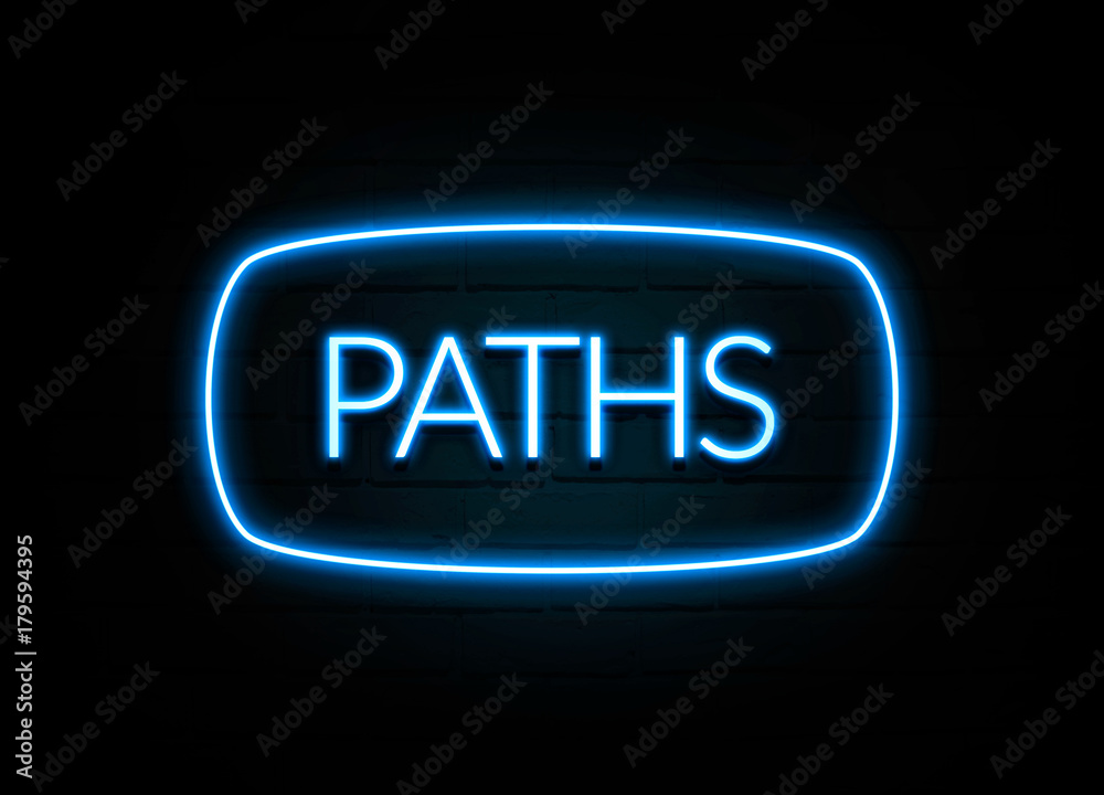 Paths - colorful Neon Sign on brickwall Paths - colorful Neon Sign on brickwall