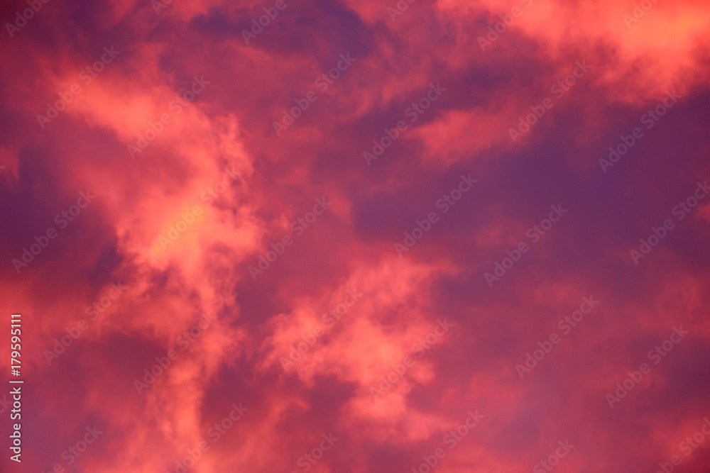 red sunset cloudy sky