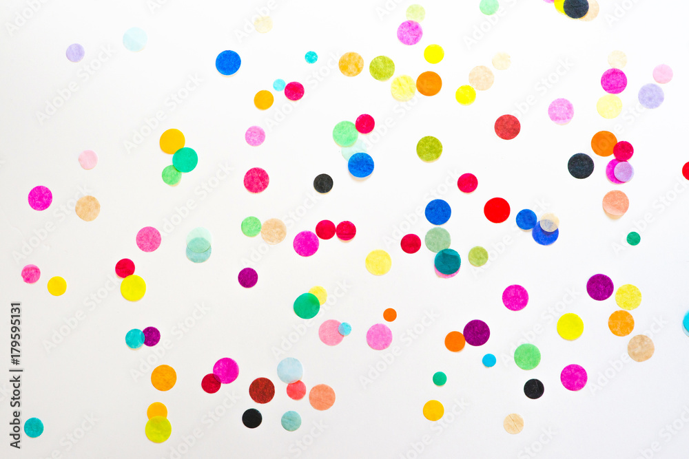 Colorful party confetti with copy space