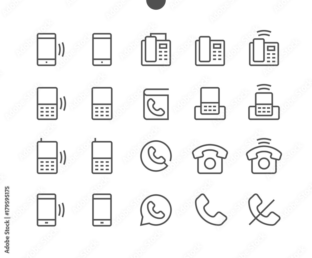 Phones UI Pixel Perfect Well-crafted Vector Thin Line Icons 48x48 Ready for 24x24 Grid for Web Graphics and Apps with Editable Stroke. Simple Minimal Pictogram Phones UI Pixel Perfect Well-crafted Vector Thin Line Icons 48x48 Ready for 24x24 Grid for Web Graphics and Apps with Editable Stroke. Simple Minimal Pictogram