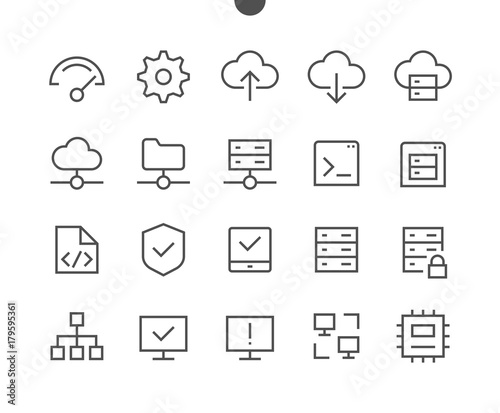 Hosting Pixel Perfect Well-crafted Vector Thin Line Icons 48x48 Ready for 24x24 Grid for Web Graphics and Apps with Editable Stroke. Simple Minimal Pictogram