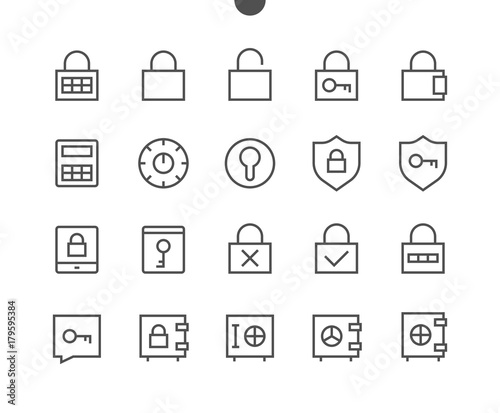 Keys and Locks Outlined Pixel Perfect Well-crafted Vector Thin Line Icons 48x48 Ready for 24x24 Grid for Web Graphics and Apps with Editable Stroke. Simple Minimal Pictogram