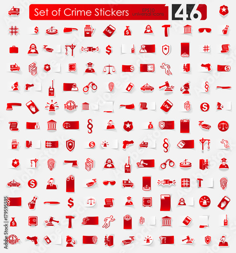 Set of crime stickers
