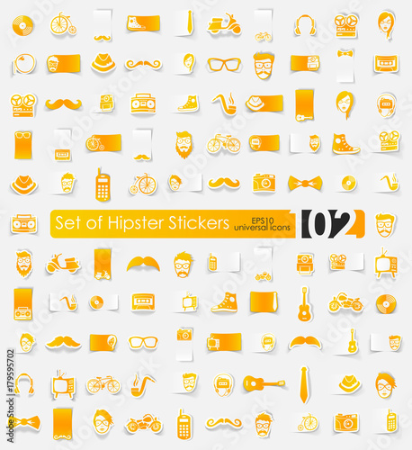 Set of hipster stickers