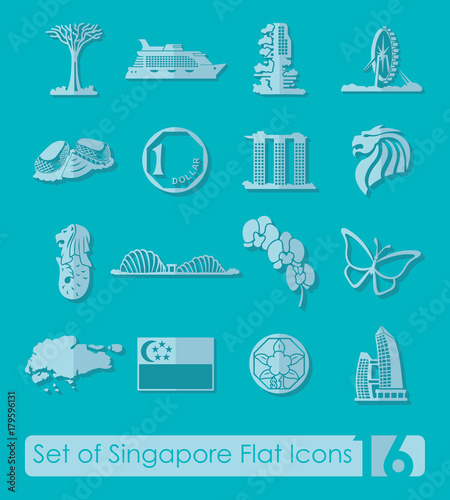 Canvas Print Set of Singapore icons
