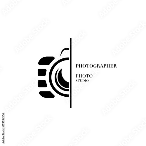 Abstract camera logo vector design template for professional photographer or photo studio