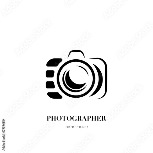 Abstract camera logo vector design template for professional photographer or photo studio