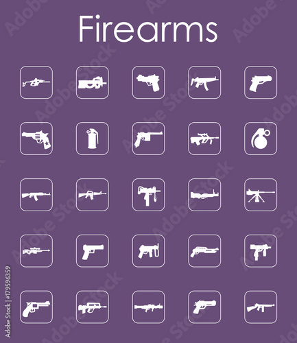 Set of firearms simple icons