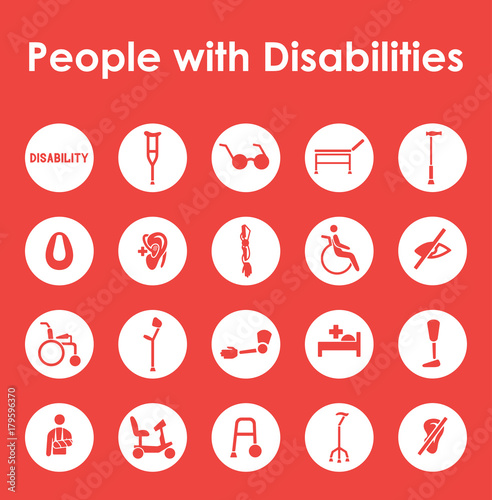 Set of people with disabilities simple icons