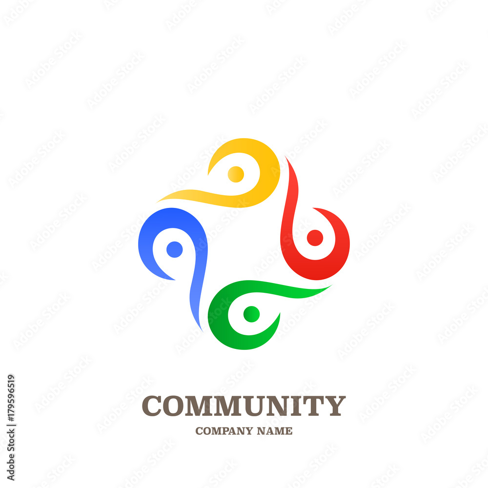 Global community, teamwork or social network people icon, logo