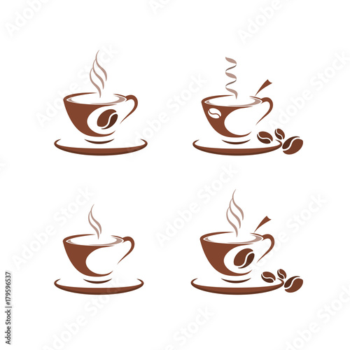 Coffee cup, hot drink logo design template for coffee house, restaurant menu, banner