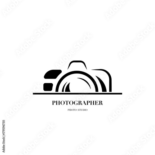 Abstract camera logo vector design template for professional photographer or photo studio