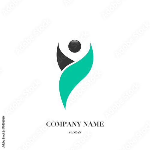 Happy fun people, healthy life logo, icon design