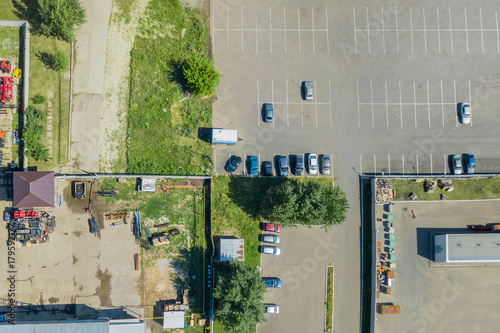 Top view of the parking for cars