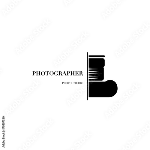 Abstract camera logo vector design template for professional photographer or photo studio