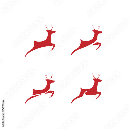 Red deer logo template design for chrismas