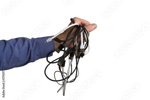 different cables in the hand