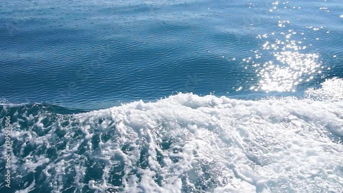 Wallpaper Mural Beautiful blue Pacific Ocean ship bow wave wake. Slow motion Torontodigital.ca