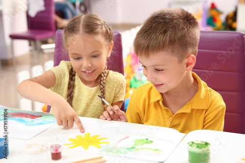 Children at painting lesson...