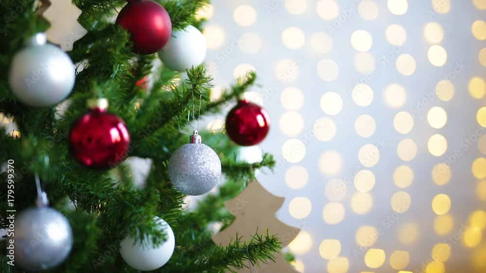 decorated christmas tree and shiny lights decorated christmas tree and shiny lights