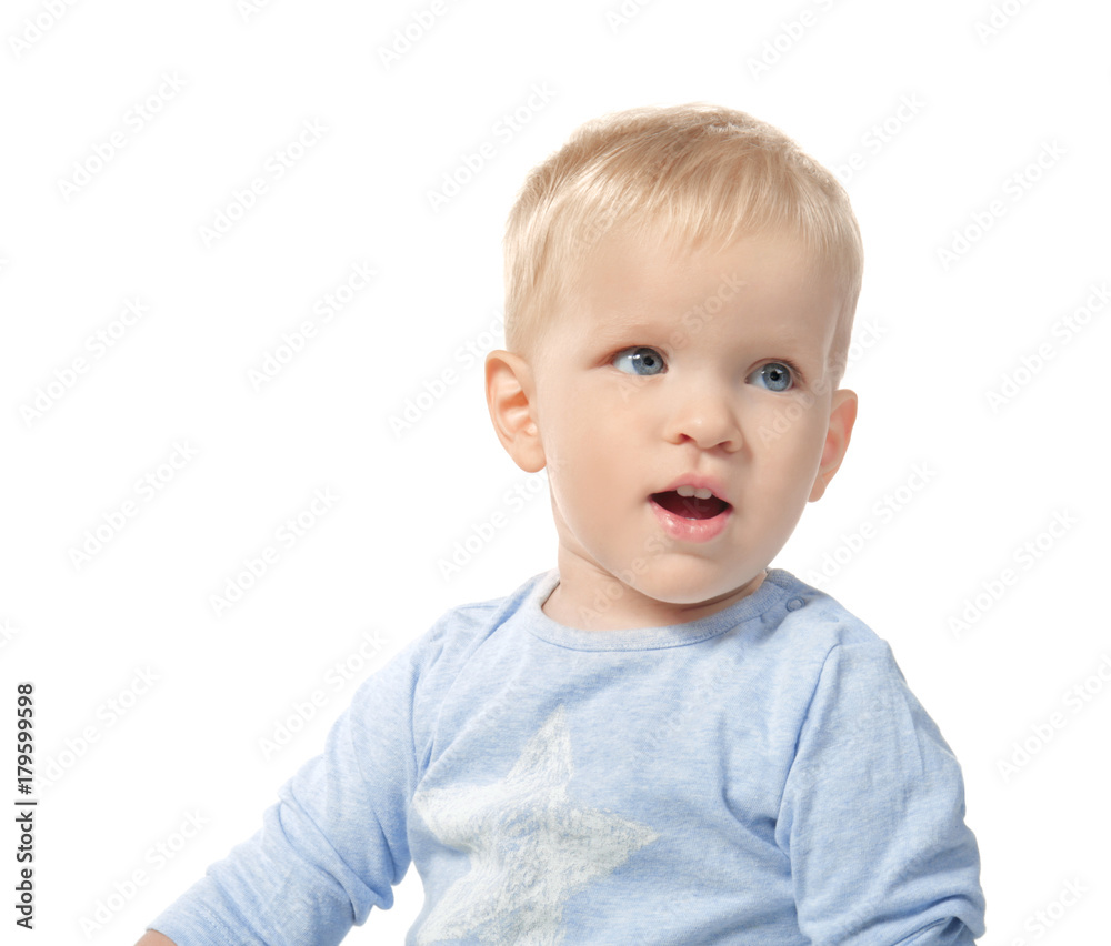 Cute little baby, isolated on white Cute little baby, isolated on white