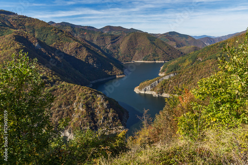 Autumn Panorama of Tsankov kamak Reservoir, Smolyan Region, Bulgaria