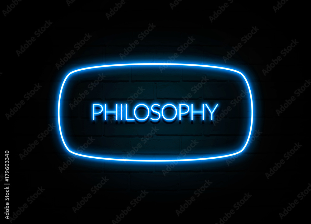 Philosophy  - colorful Neon Sign on brickwall