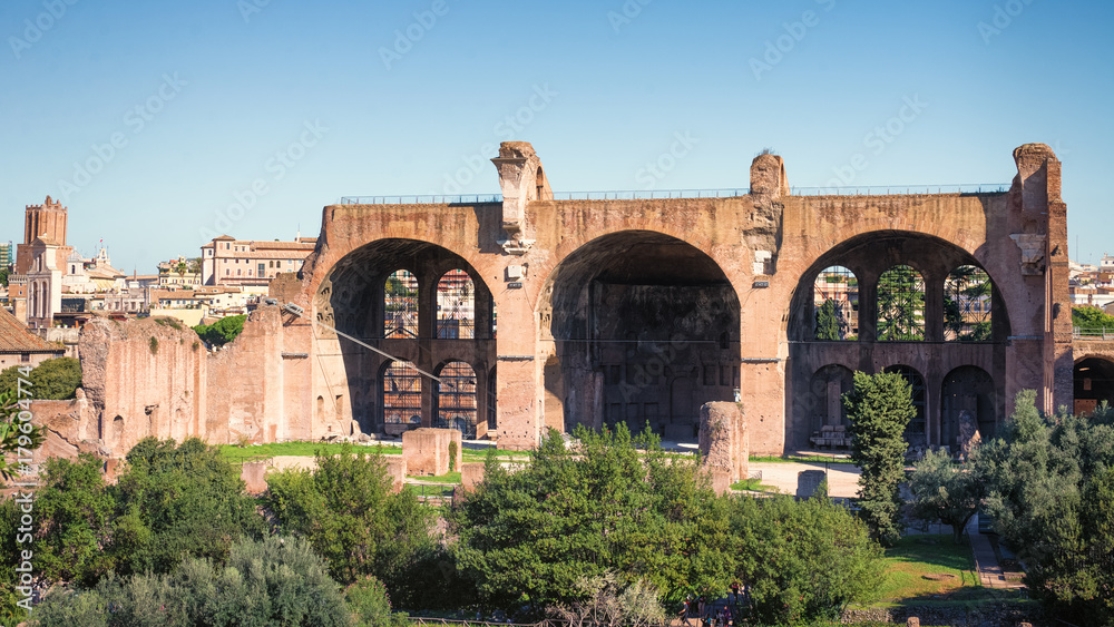 Ruins of Basilica of Maxentius and Constantine in Rome, Italy