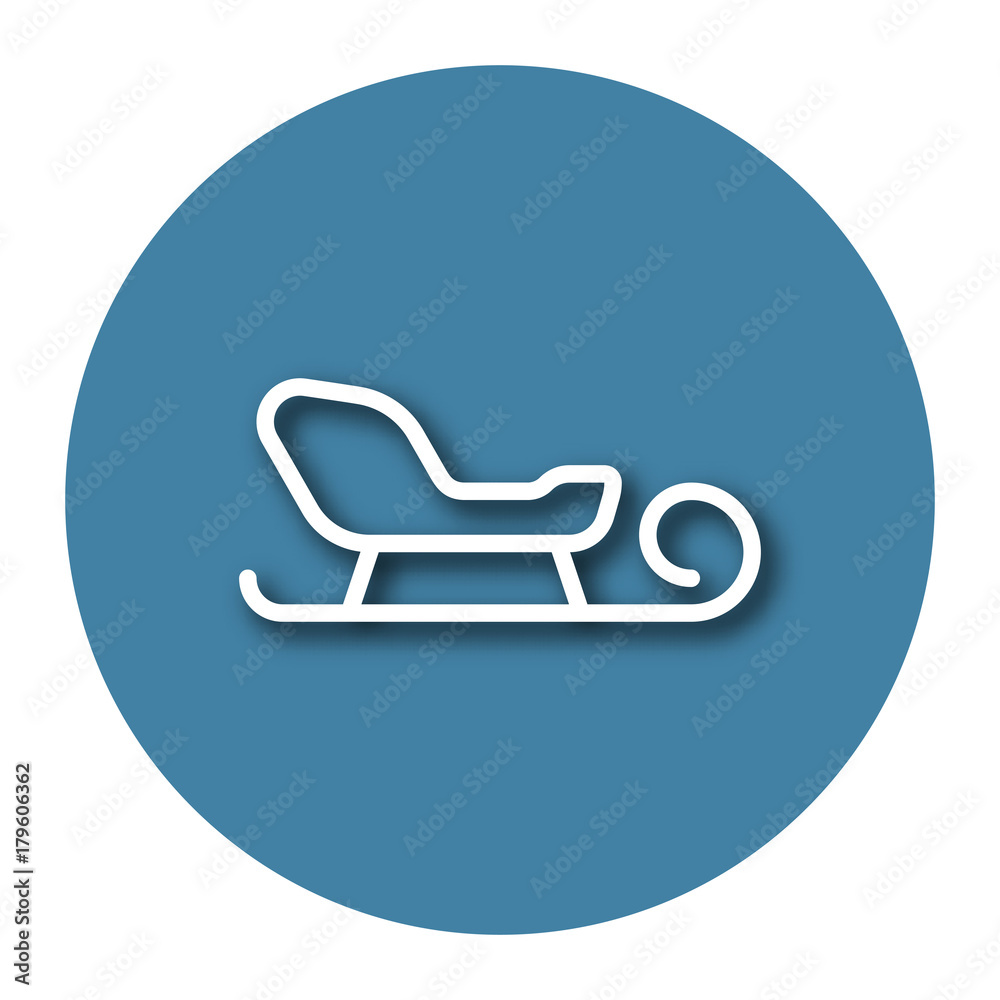 Line icon of sleigh with shadow. EPS 10