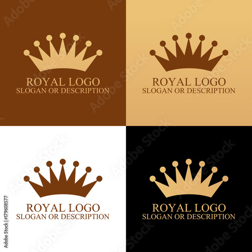 Set of Icons with Crown - V...
