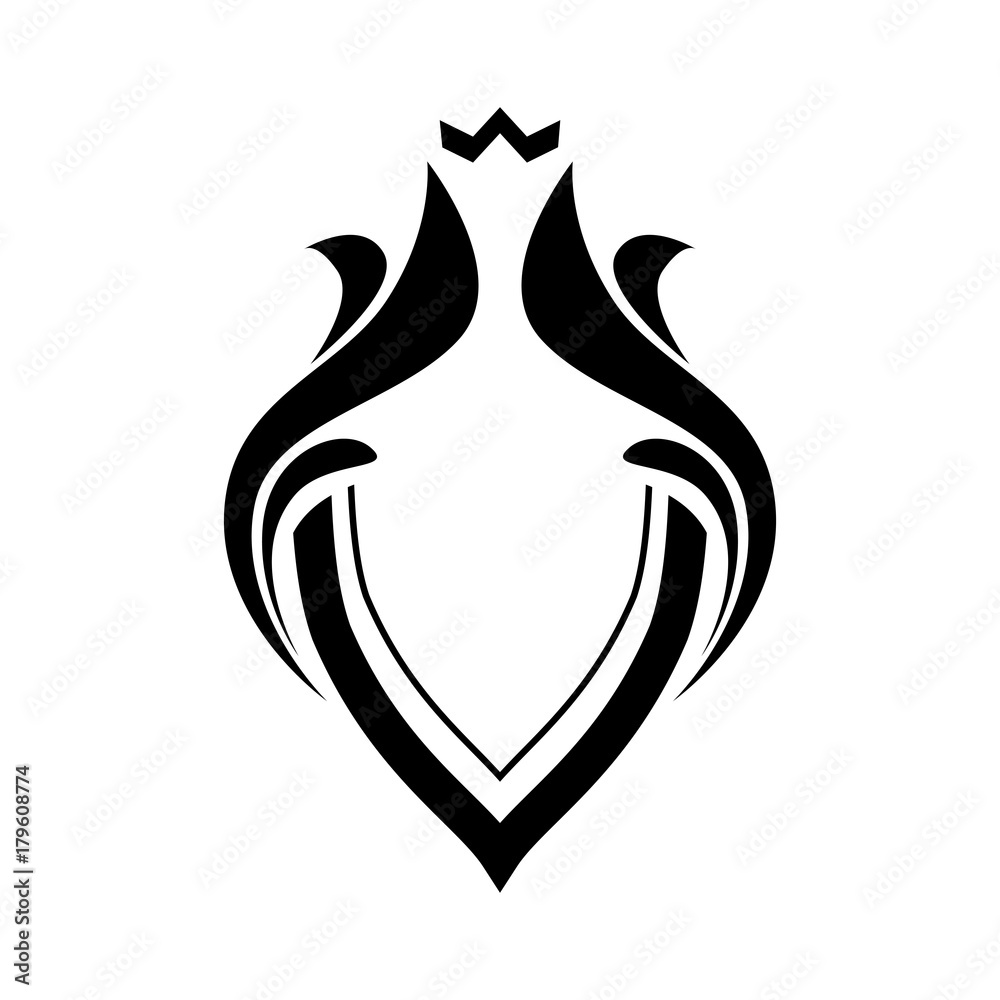 Fototapeta premium Black Line Art Blazon with Copy Space