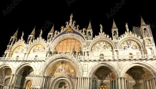 Venice Italy Basilica of Saint Mark illuminated at night