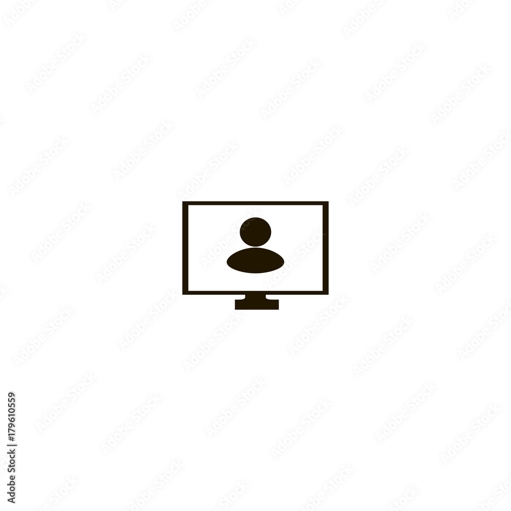 person on screen of monitor icon. flat design person on screen of monitor icon. flat design