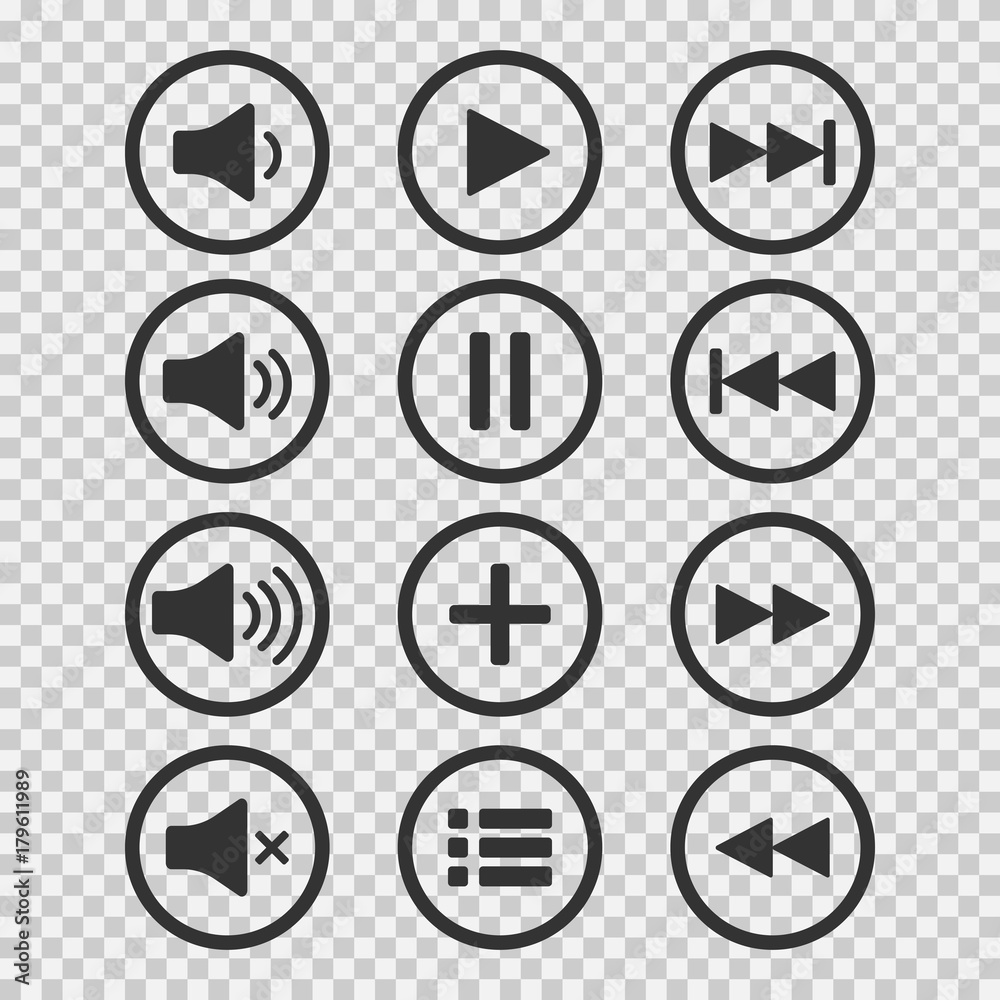 Audio icons. Sound buttons. Play button. Pause sign. Symbol for web or app.  Vector illustration. Stock Vector | Adobe Stock