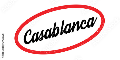 Casablanca rubber stamp. Grunge design with dust scratches. Effects can be easily removed for a clean, crisp look. Color is easily changed.