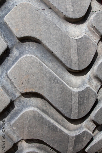 Pattern of the tire tread on a large tire on construction equipment
