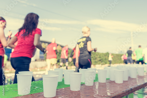 Water stan at running event. photo