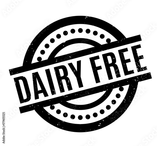 Dairy Free rubber stamp. Grunge design with dust scratches. Effects can be easily removed for a clean, crisp look. Color is easily changed.